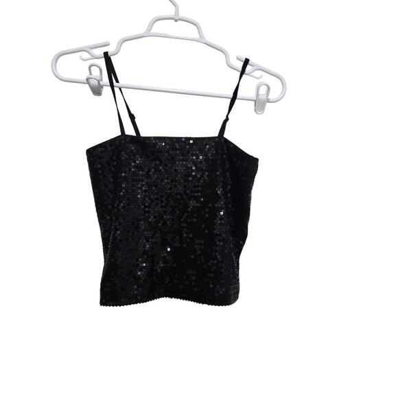 Offline by Aerie Black Sequin Crop Top Size S Party Club Tank - Picture 2 of 5